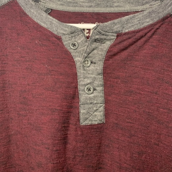 𝅺MEN'S L/S Tee, XL, Maroon & Gray - Picture 2 of 4